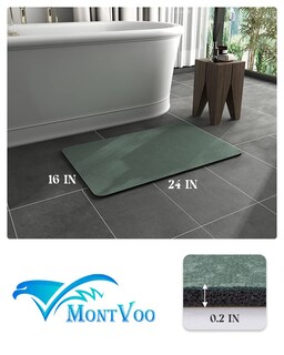 Foto 7 | Alfombra de Baño Montvoo Antideslizante Secado Rápido Verde - Venta Internacional