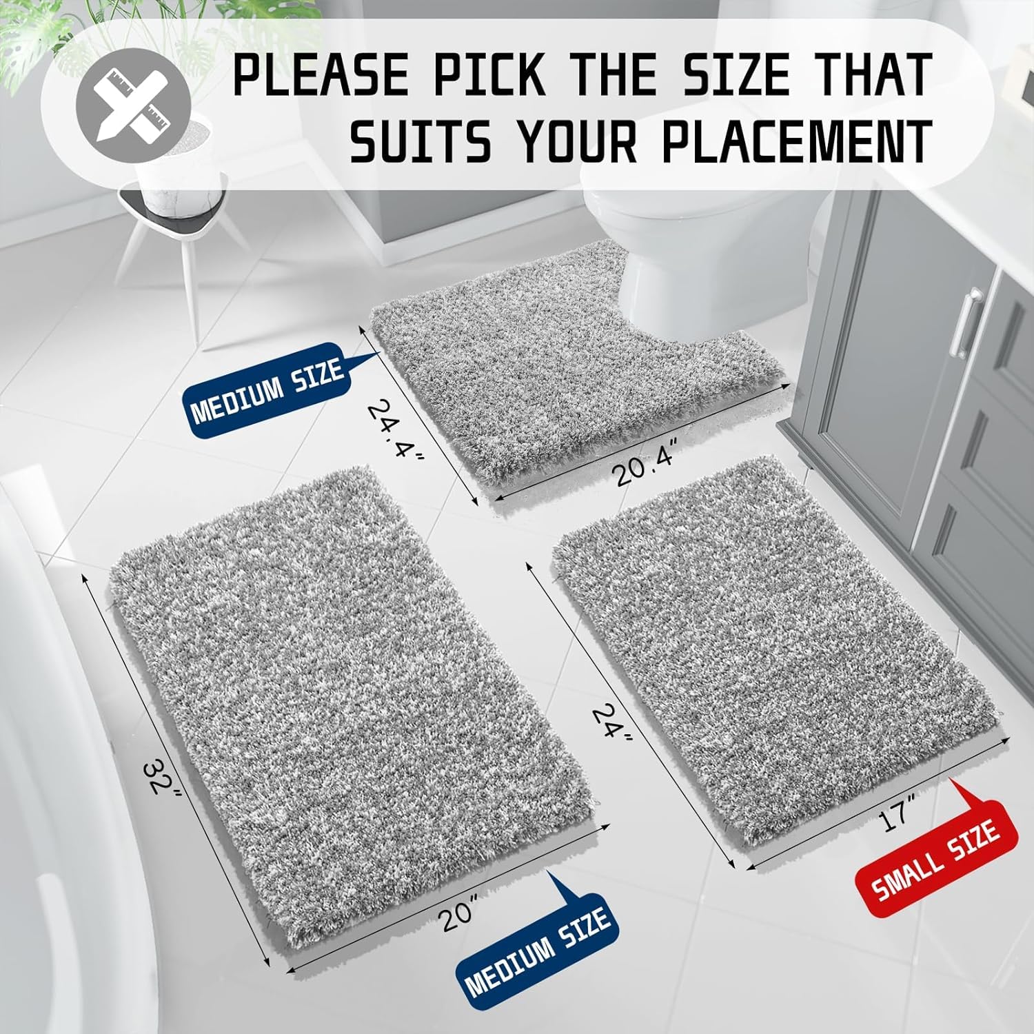 Foto 7 pulgar | Tapete para Baño Yimobra Gris 2 Piezas - Venta Internacional