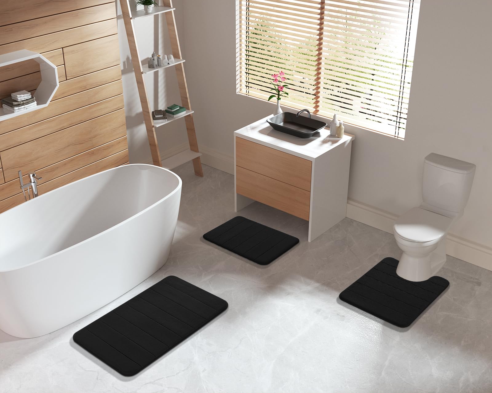 Foto 7 pulgar | Tapete para Baño Yimobra Negro 2 Piezas - Venta Internacional