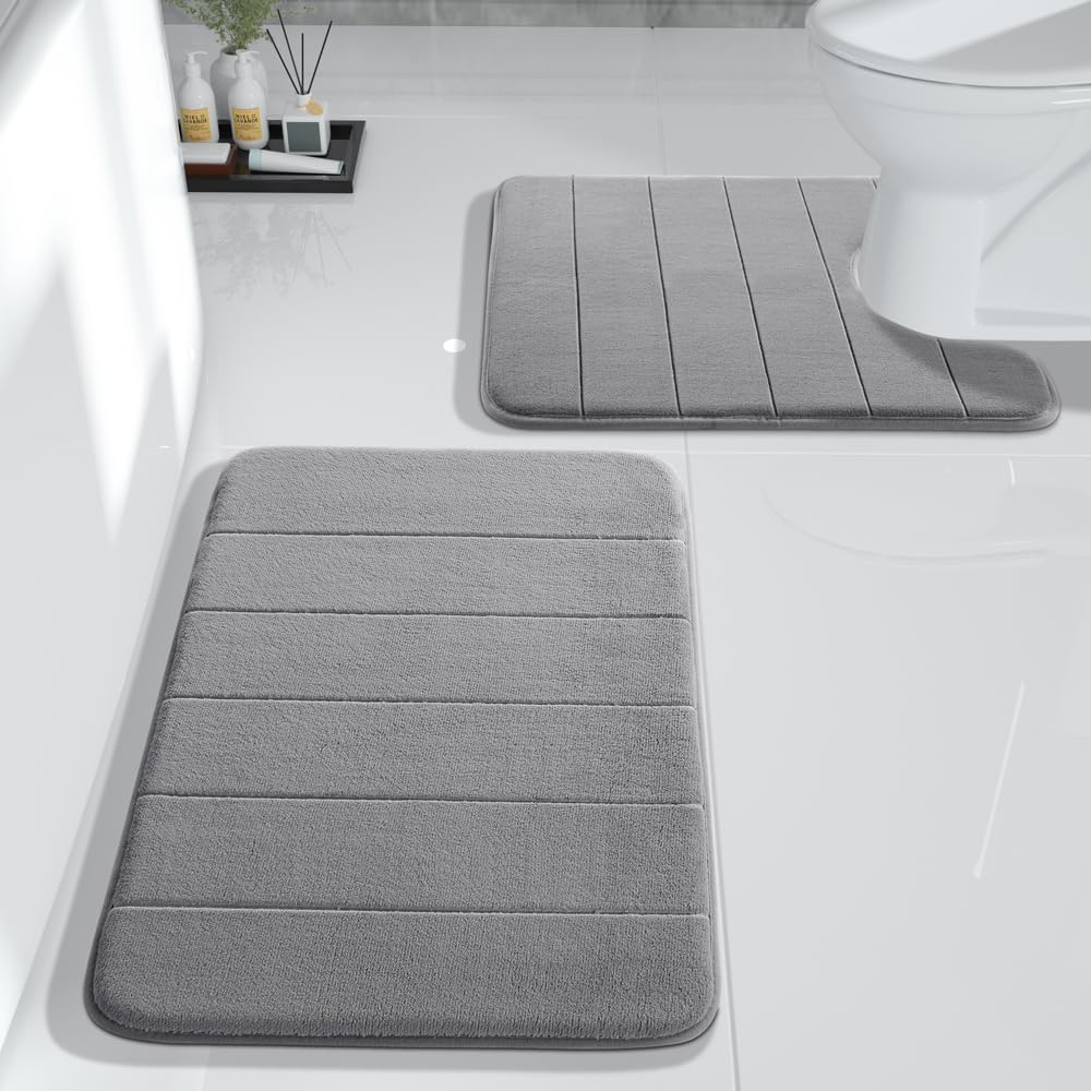 Juego de Tapete de Baño Yimobra 2 Piezas Grises - Venta Internacional