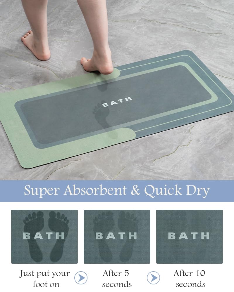 Foto 4 pulgar | Alfombra de Baño Montvoo Antideslizante Secado Rápido Verde - Venta Internacional