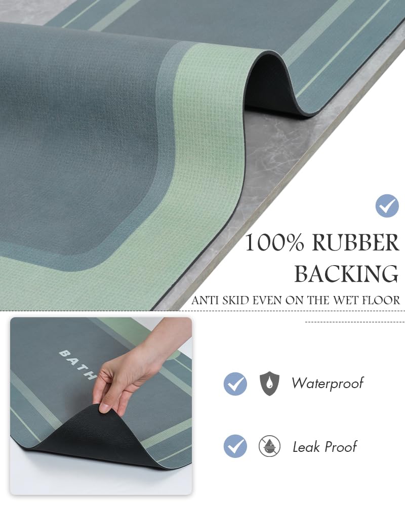 Foto 5 pulgar | Alfombra de Baño Montvoo Antideslizante Secado Rápido Verde - Venta Internacional