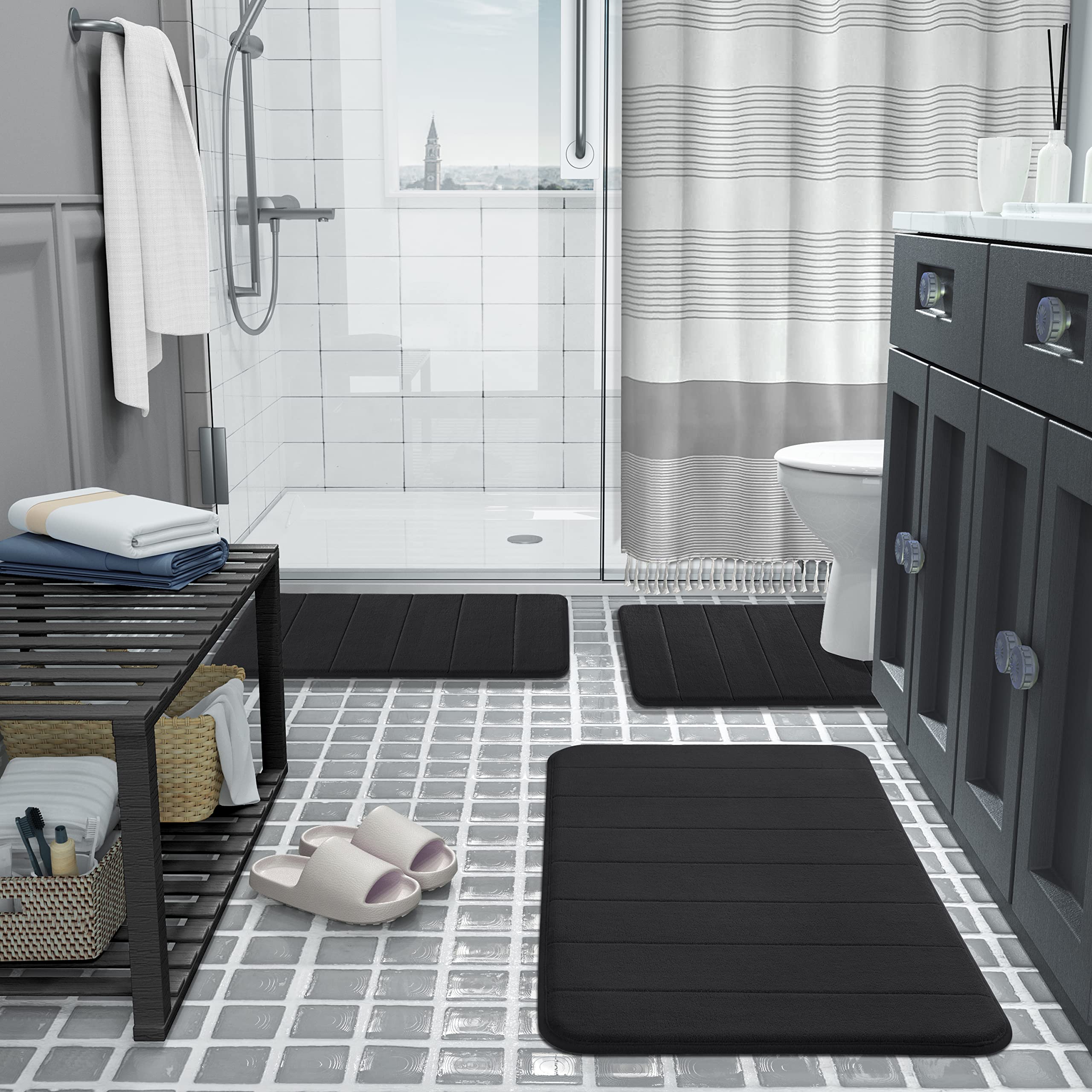 Foto 6 | Tapete para Baño Yimobra Negro-Venta Internacional