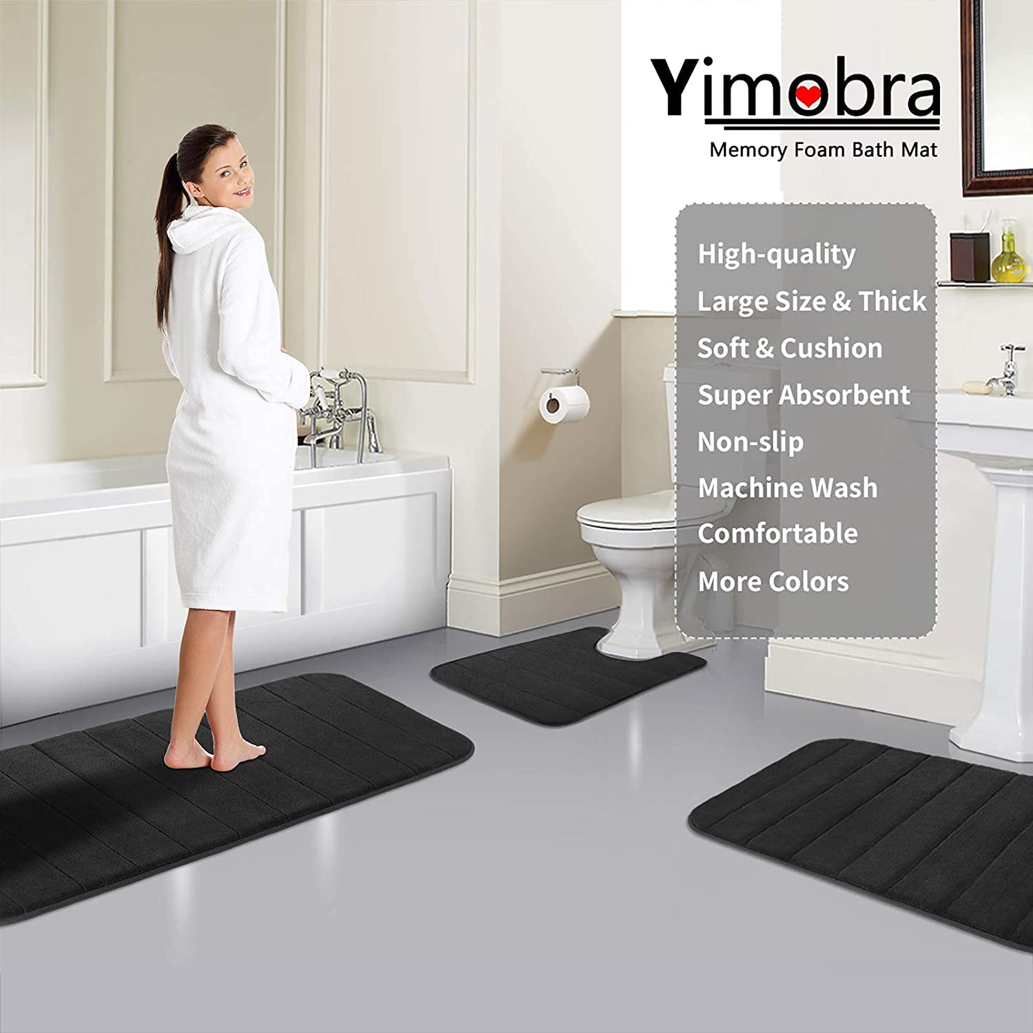 Foto 7 | Tapete para Baño Yimobra Negro-Venta Internacional