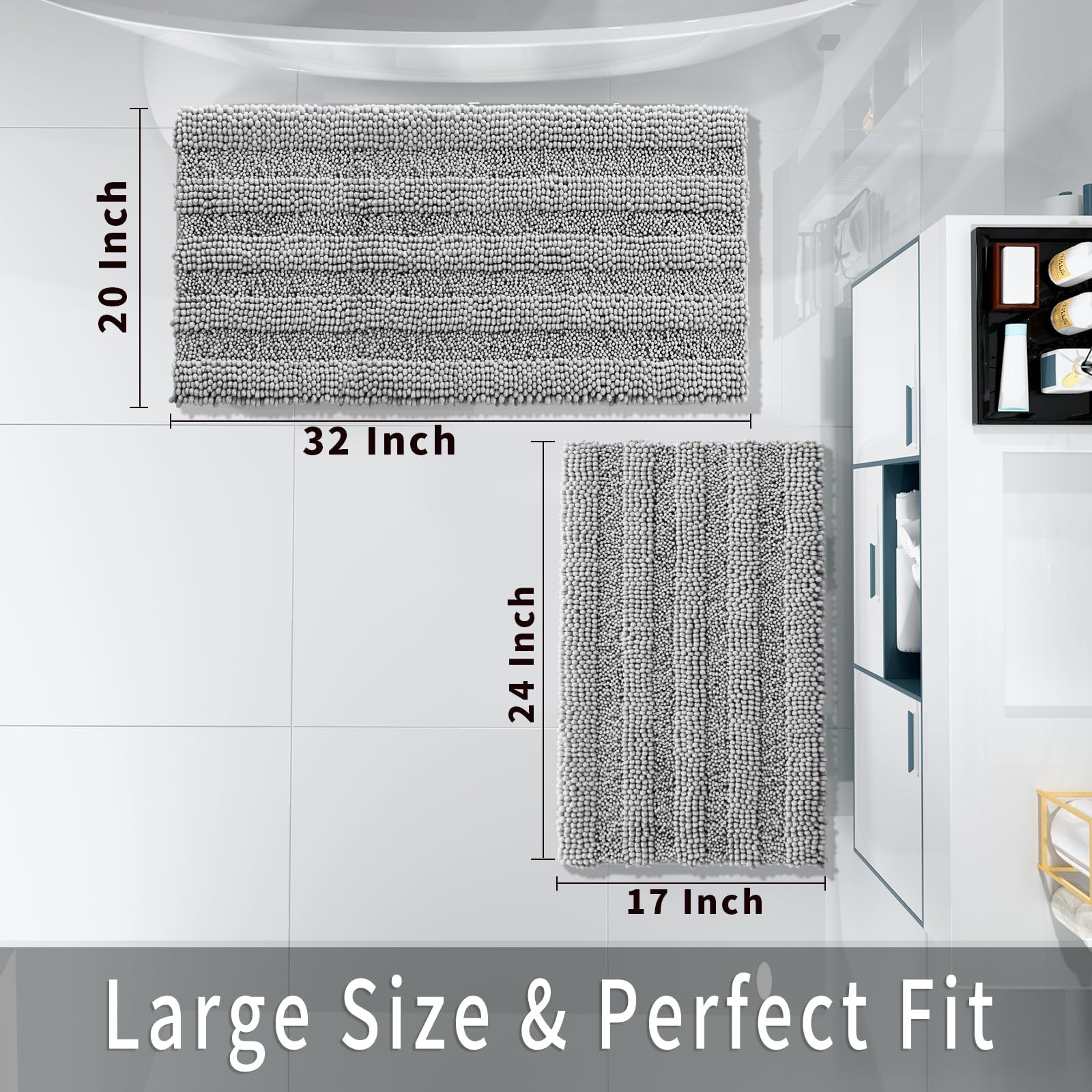 Foto 6 | Tapete para Baño Yimobra Gris 2 Piezas - Venta Internacional