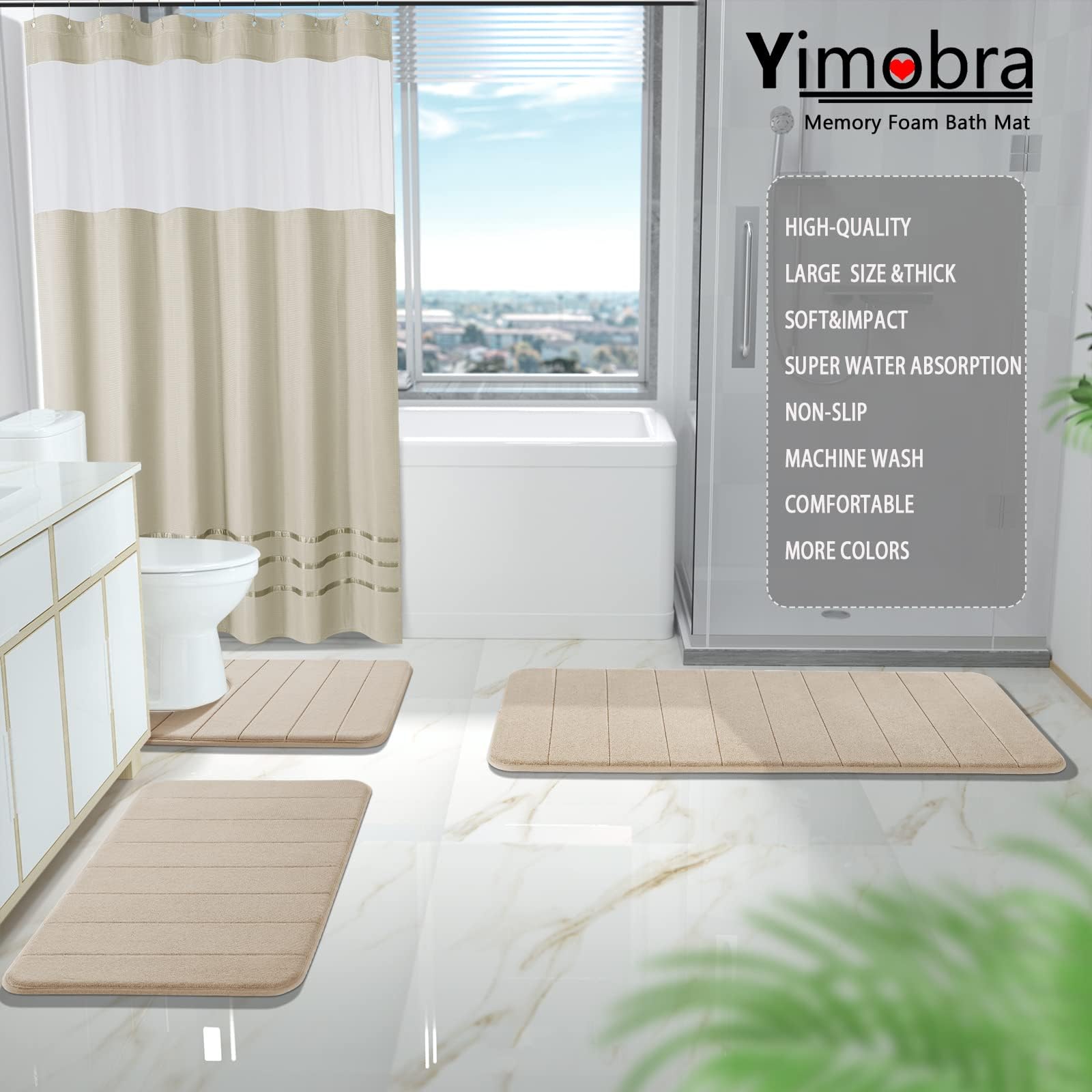 Foto 7 pulgar | Tapete para Baño Yimobra Beige-Venta Internacional