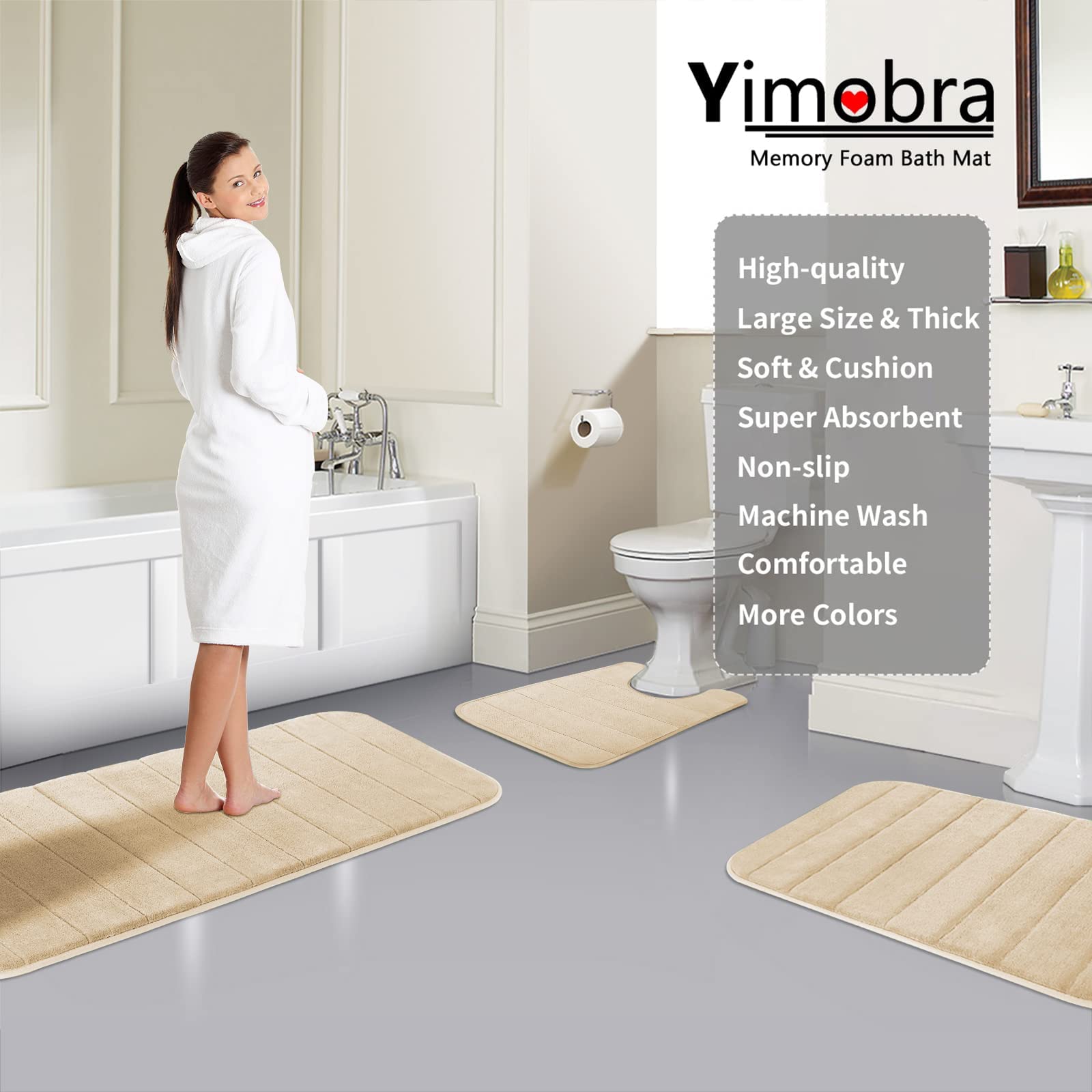 Foto 8 pulgar | Tapete para Baño Yimobra Beige-Venta Internacional