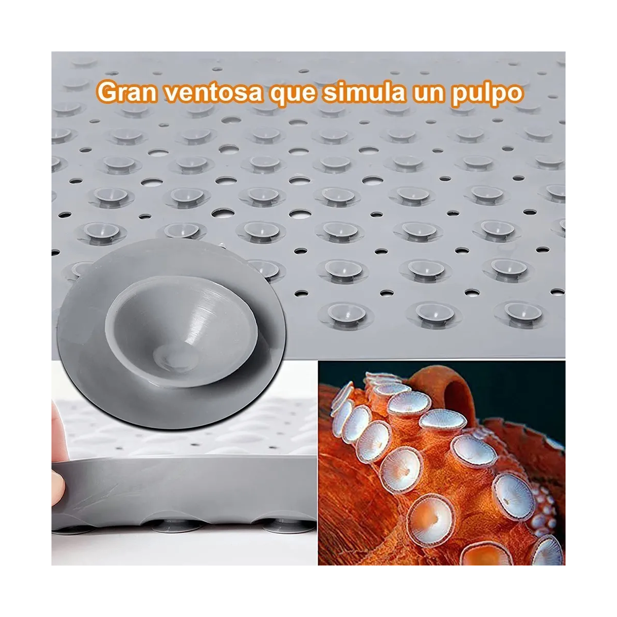 Foto 3 pulgar | Tapete Para Ducha De Baño Antiderrapente Con Ventosas Lab.g Gris