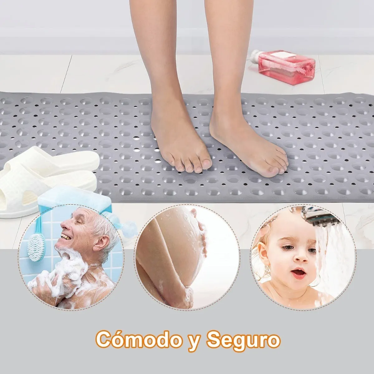 Foto 4 pulgar | Tapete Para Ducha De Baño Antiderrapente Con Ventosas Lab.g Gris