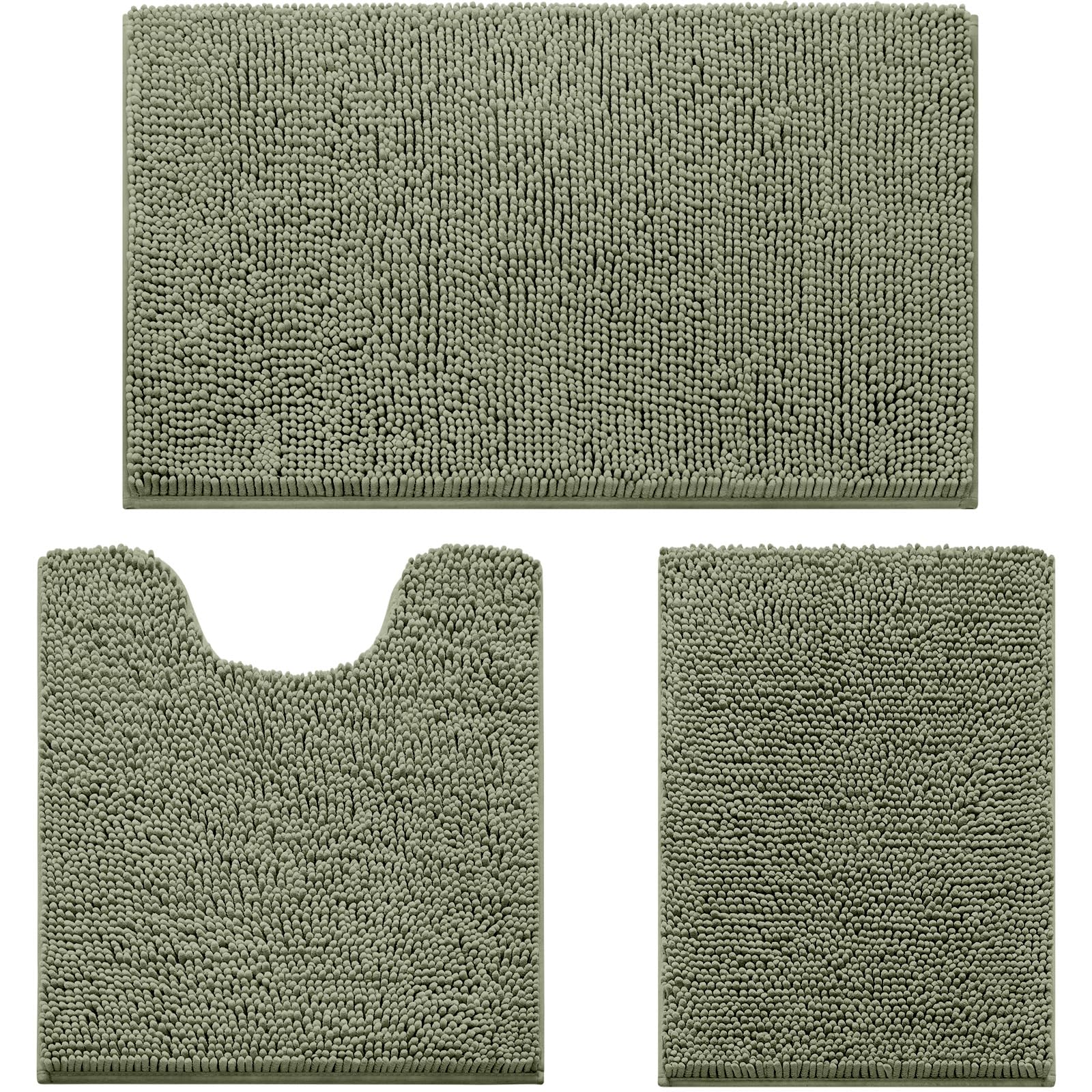 Alfombras De Baño Homeideas  3 Piezas  Ultrasuaves Y Antideslizantes (verde Salvia) - Venta Internacional.