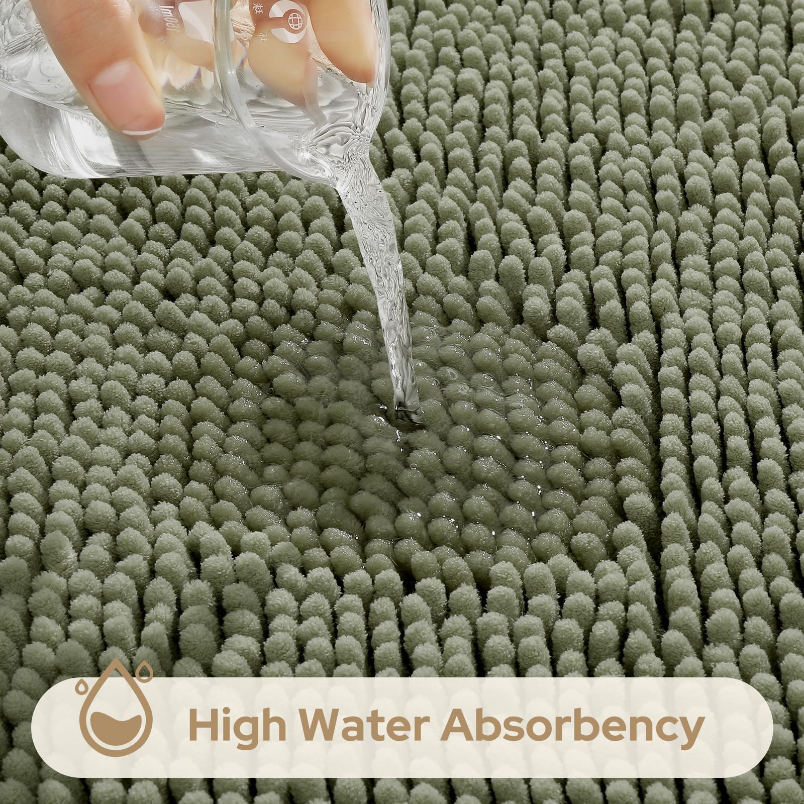 Foto 5 pulgar | Alfombras De Baño Homeideas  3 Piezas  Ultrasuaves Y Antideslizantes (verde Salvia) - Venta Internacional.