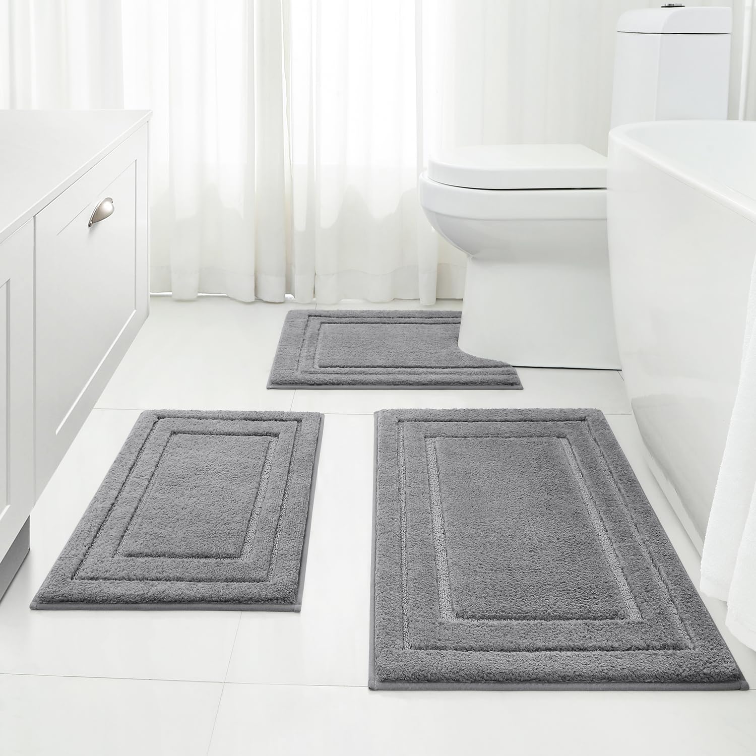Tapetes para Baño Homeideas Gris 3 Piezas - Venta Internacional