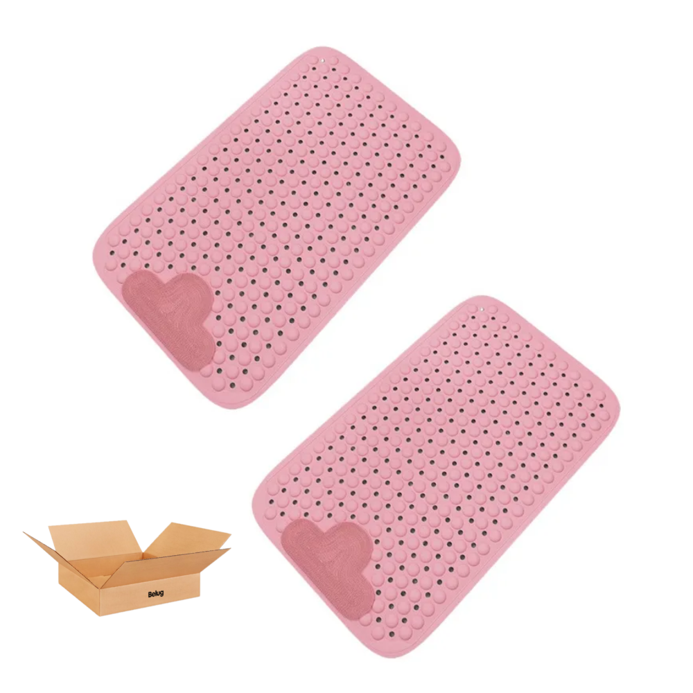 ''2p Tapete Para Baño Belug  Antiderrapente Para Regadera Con Ventosa Rosa ''