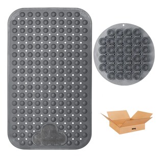 Foto 1 | 2pcs Tapete Baño Belug Antideslizante Con Ventosa Gris