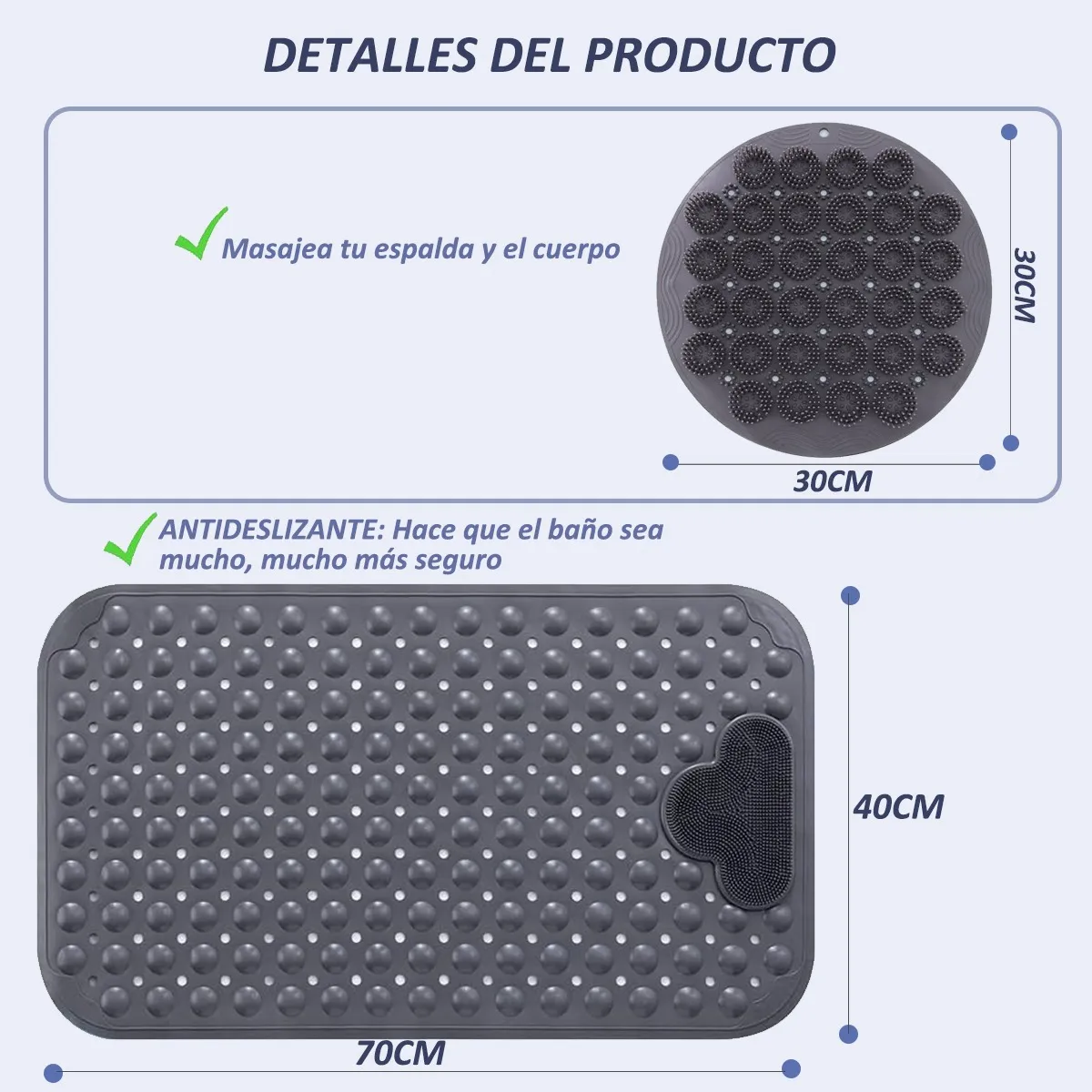 Foto 3 pulgar | 2pcs Tapete Baño Belug  Antideslizante Con Ventosa Gris