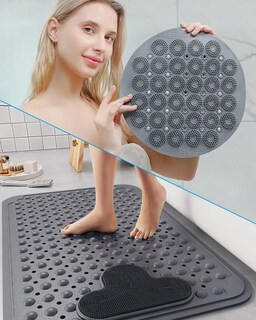 Foto 3 | 2pcs Tapete Baño Belug Antideslizante Con Ventosa Gris