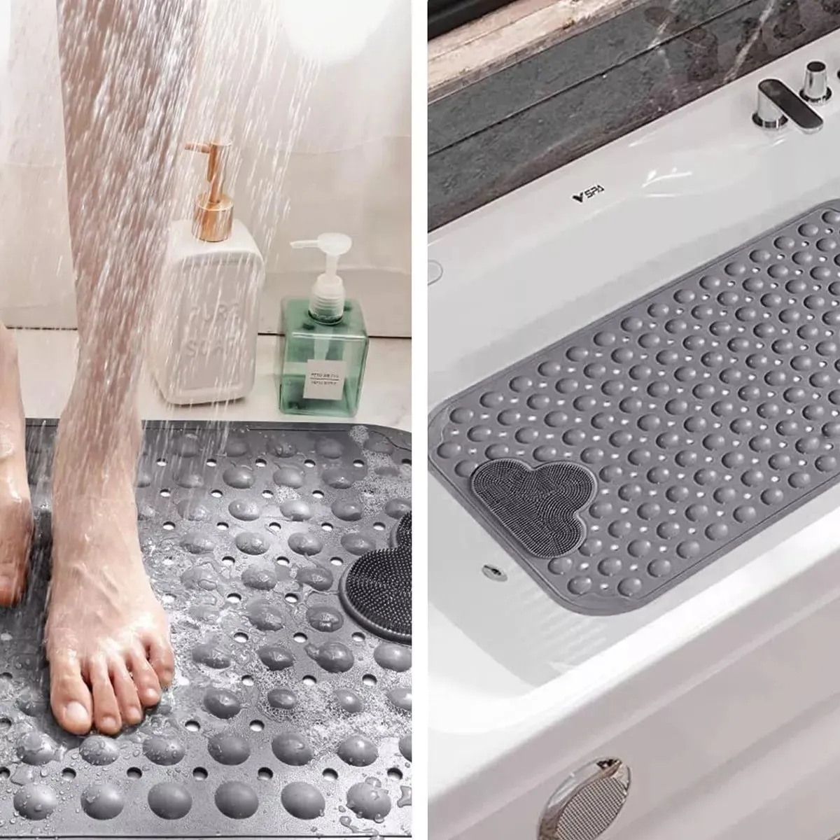 Foto 6 pulgar | 2pcs Tapete Baño Belug  Antideslizante Con Ventosa Gris