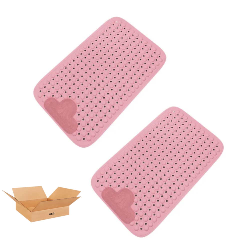 ''2p Tapete Para Baño  Lab.g Antiderrapente Para Regadera Con Ventosa Rosa ''