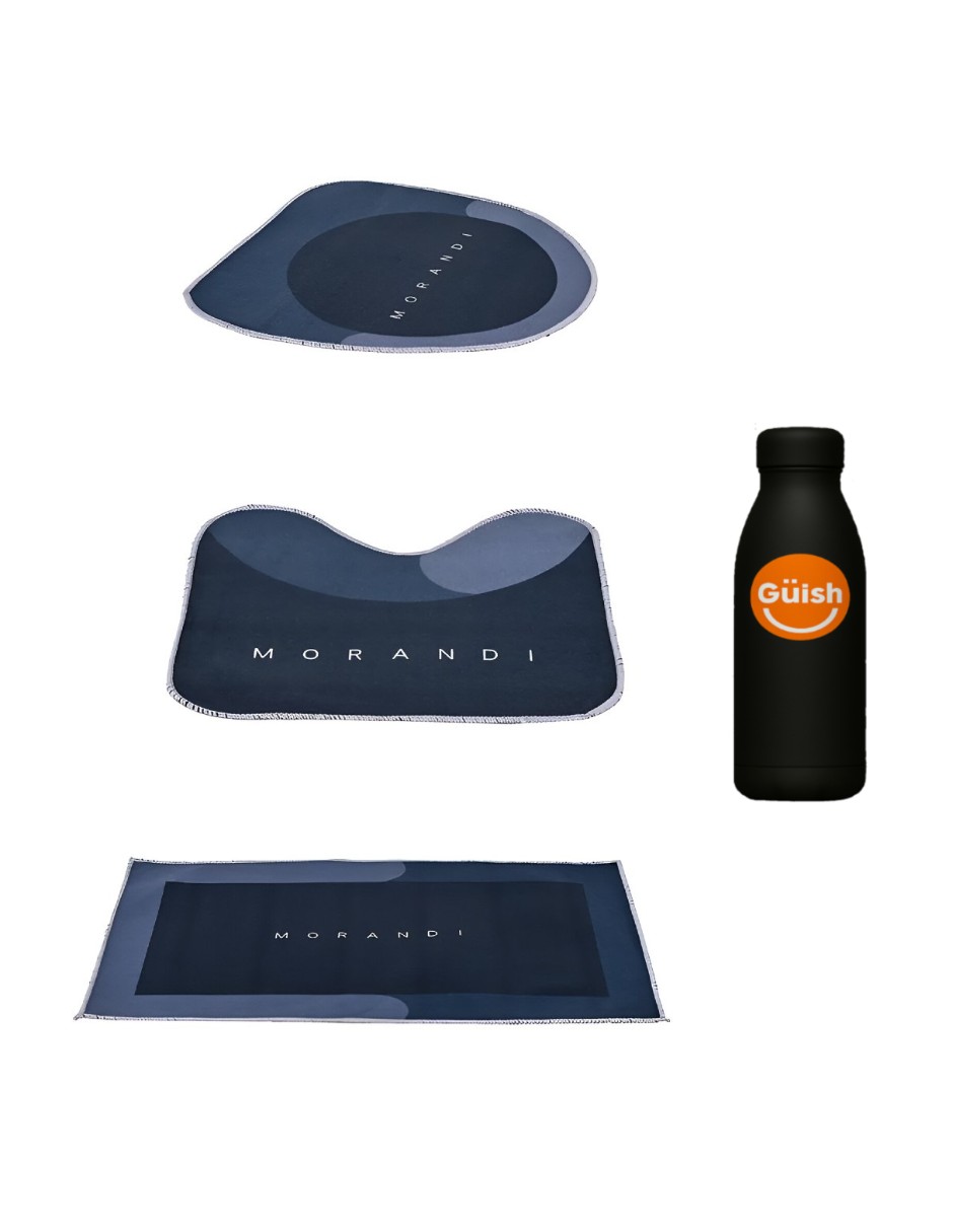 3pz Tapete Baño Ultra Suave Alfombra Antidesliz Absorbente + Termo Gratis Güish