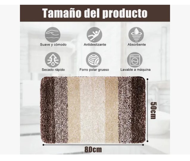 Foto 3 pulgar | Tapete Baño Antideslizante Absorbente Suave Alfombra De Baño