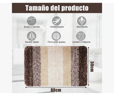 Foto 2 | Tapete Baño Antideslizante Absorbente Suave Alfombra De Baño