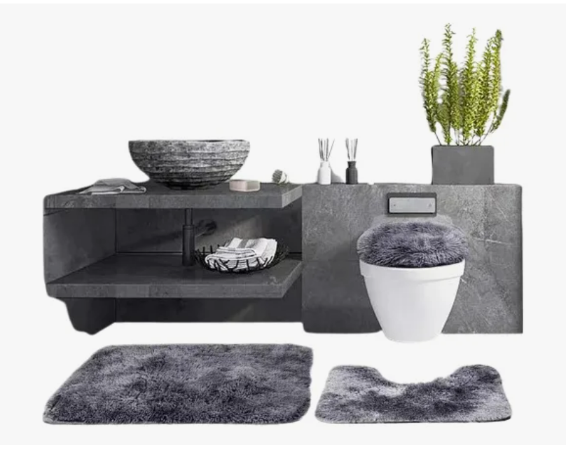 Alfombra de Baño Gris 3 Piezas