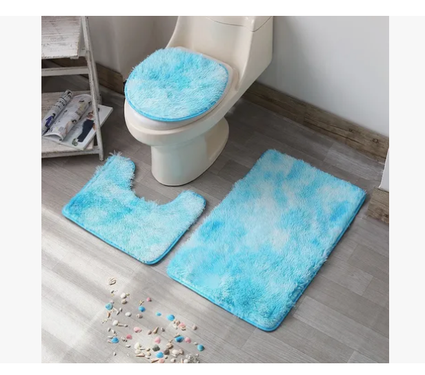 Alfombra de Baño Azul 3 Piezas