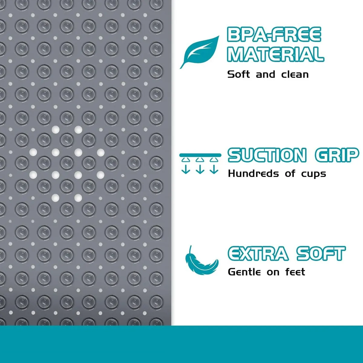 Foto 5 pulgar | Tapete De Baño Antiderrapente Para Regadera Con Ventosas Eo Safe Imports  Esi-21263 Gris