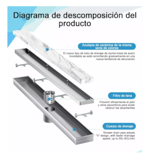 Foto 3 | Coladera de Acero Inoxidable Invisible Desagüe Lineal 10 X 40 CM Plata