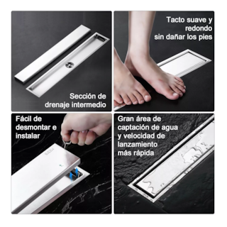 Foto 4 | Coladera de Acero Inoxidable Invisible Desagüe Lineal 10 X 40 CM Plata