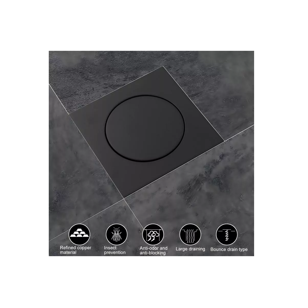 Foto 4 pulgar | Coladera Cuadrada Baño Inoxidable Válvula Antiolores Eo Safe Imports ESI-18185 Negro