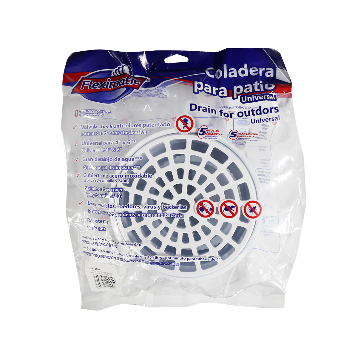 Foto 4 pulgar | Coladera Para Patio Blanca, Con Check Anti-olores Jumbo