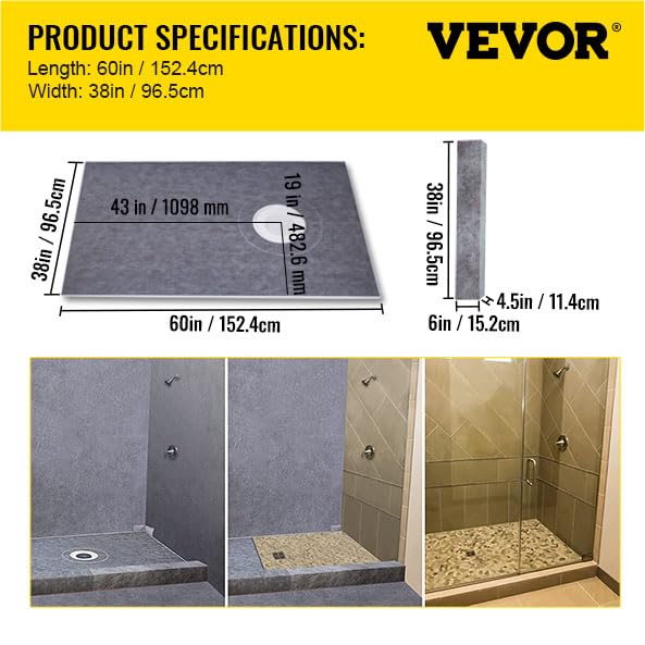Foto 7 | Kit De Bordillos De Ducha Vevor, 38 X 60 Cm, Hermético, Con Acceso A Desagüe. - Venta Internacional.