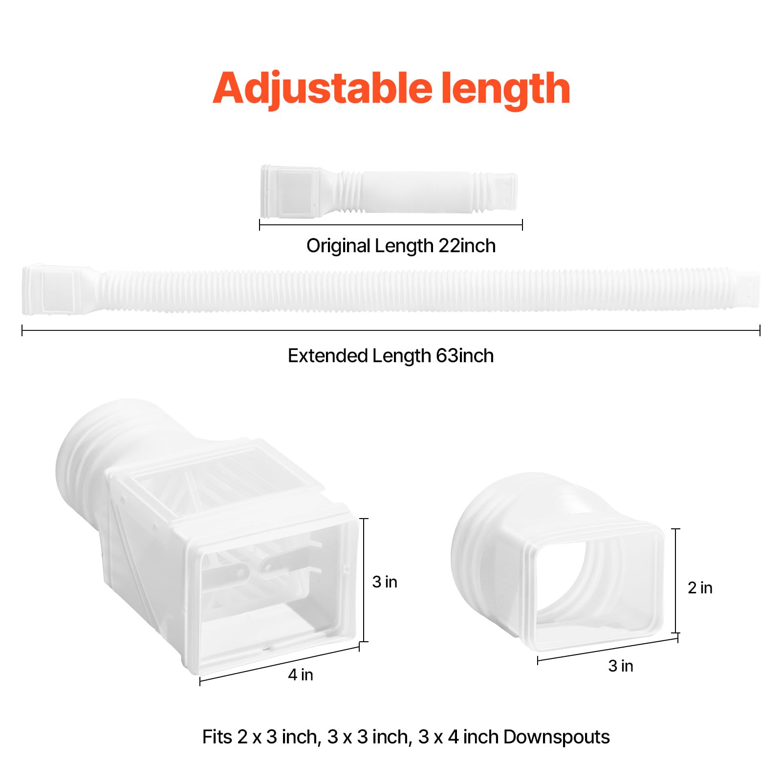 Foto 4 pulgar | Extensiones De Desagüe Para Canaletas Vevor, 2 Unidades, Color Blanco - Venta Internacional.
