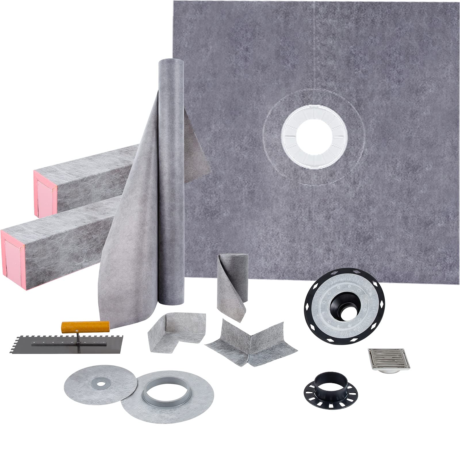 Kit De Bordillos De Ducha Vevor, 48 X 48, Hermético, Con Brida Y Rejilla De Pvc - Venta Internacional.