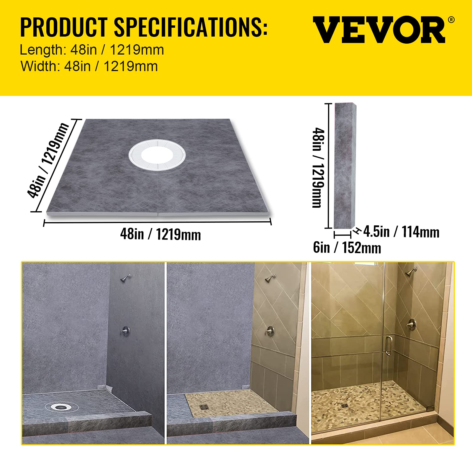 Foto 8 pulgar | Kit De Bordillos De Ducha Vevor, 48 X 48, Hermético, Con Brida Y Rejilla De Pvc - Venta Internacional.