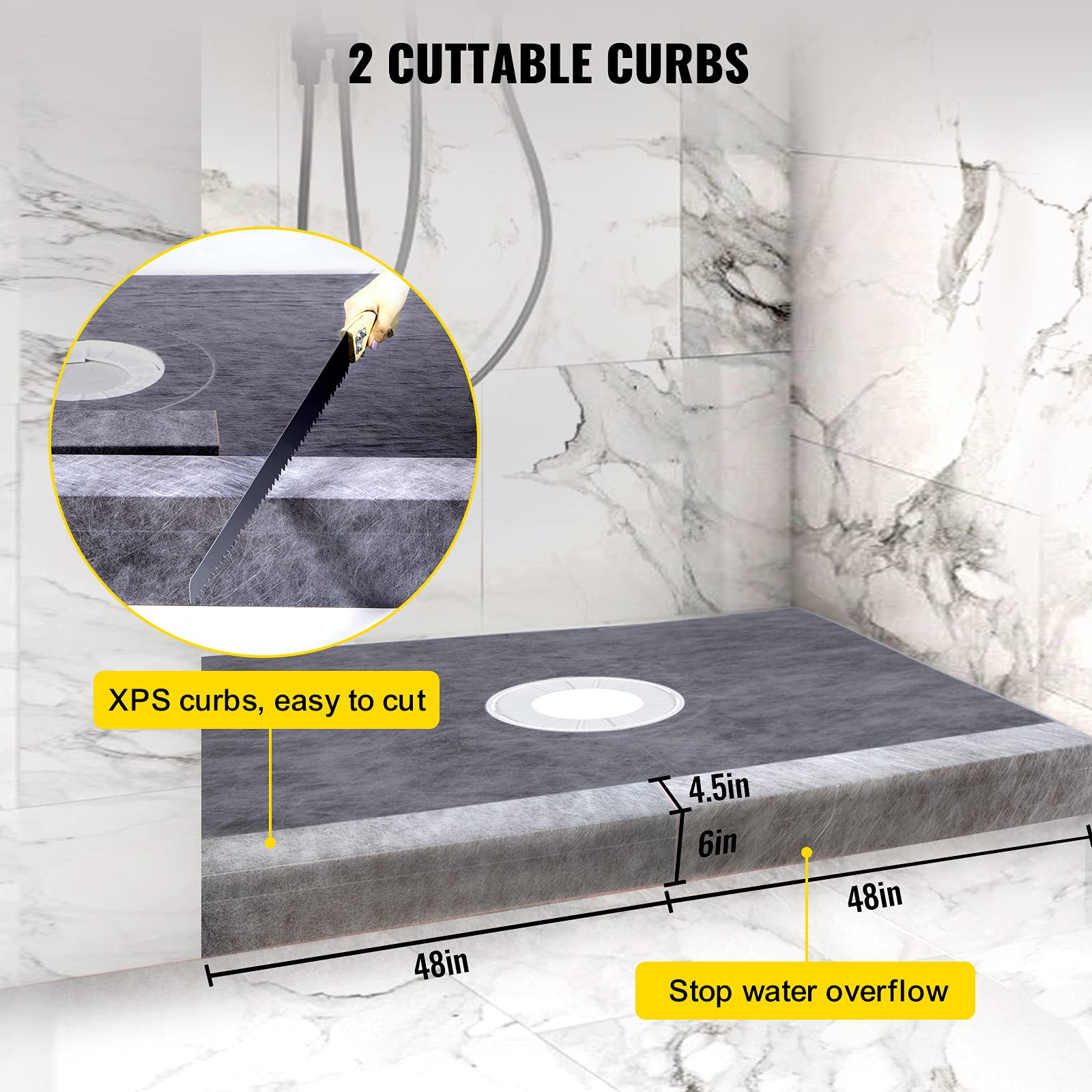 Foto 4 | Kit De Bordillos De Ducha Vevor, 48 X 72, Hermético, Con Brida Y Rejilla De Pvc - Venta Internacional.