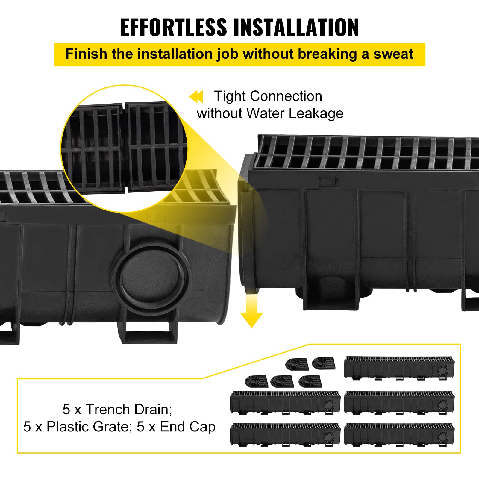 Foto 4 pulgar | Sistema De Drenaje De Zanjas Vevor Hdpe De 5.9 X 7.5 Pulgadas Con 5 Rejillas De 5 Pa - Venta Internacional.