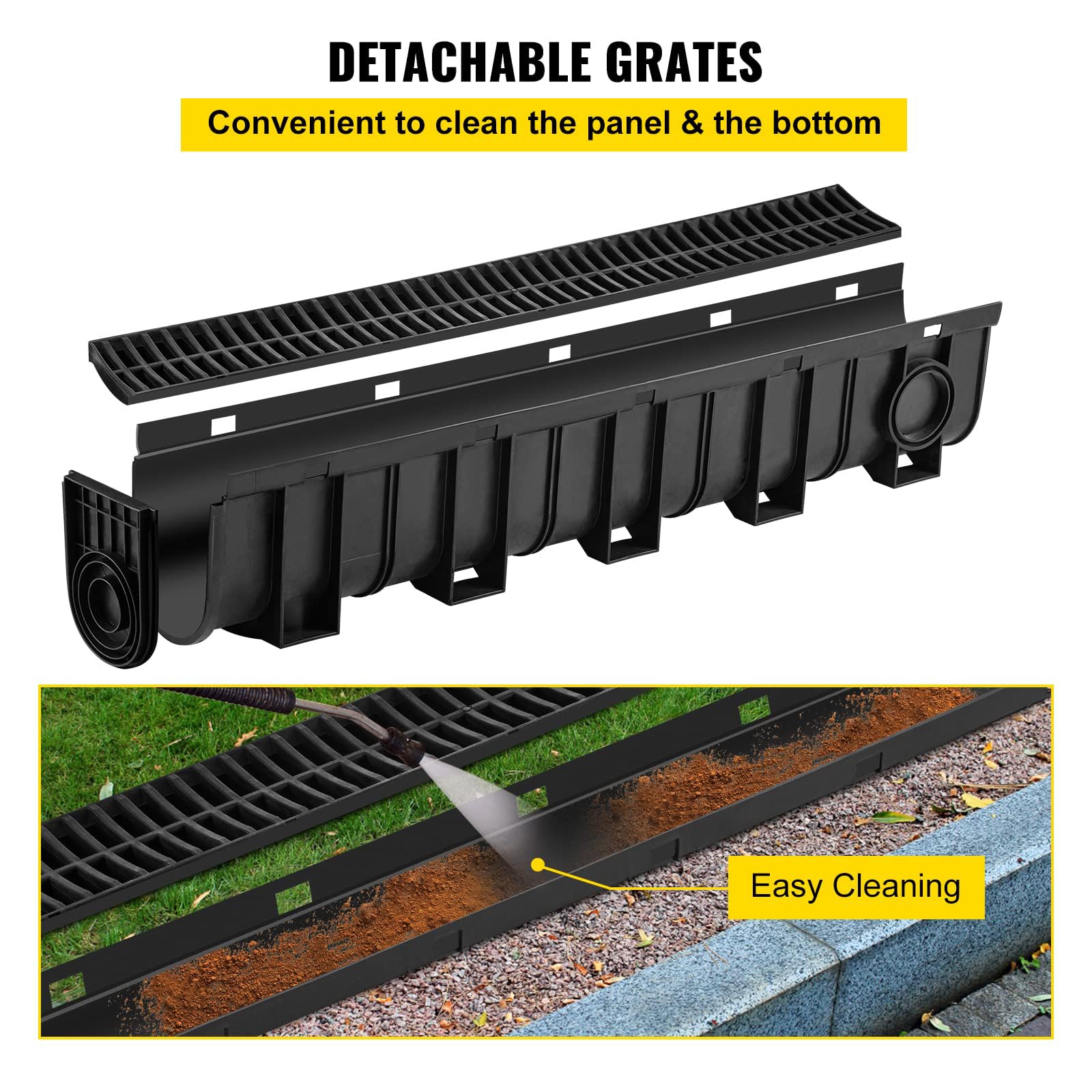 Foto 5 pulgar | Sistema De Drenaje De Zanjas Vevor Hdpe De 5.9 X 7.5 Pulgadas Con 5 Rejillas De 5 Pa - Venta Internacional.