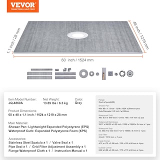 Foto 7 | Kit De Bordillos De Ducha Vevor 48 X 60 Cm Con Membrana Impermeable - Venta Internacional.