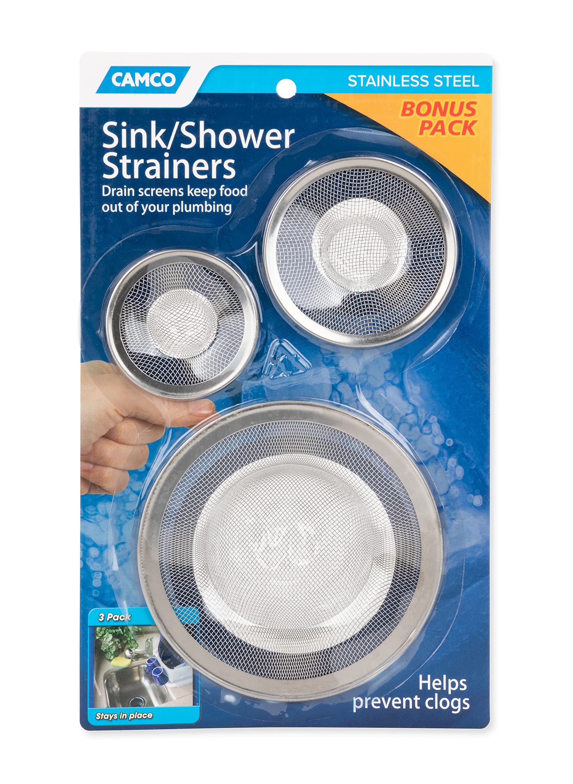 Foto 7 pulgar | Coladores De Desagüe Camco Para Lavabo Y Ducha, Paquete De 3 Unidades, Acero Inoxidable - Venta Internacional.