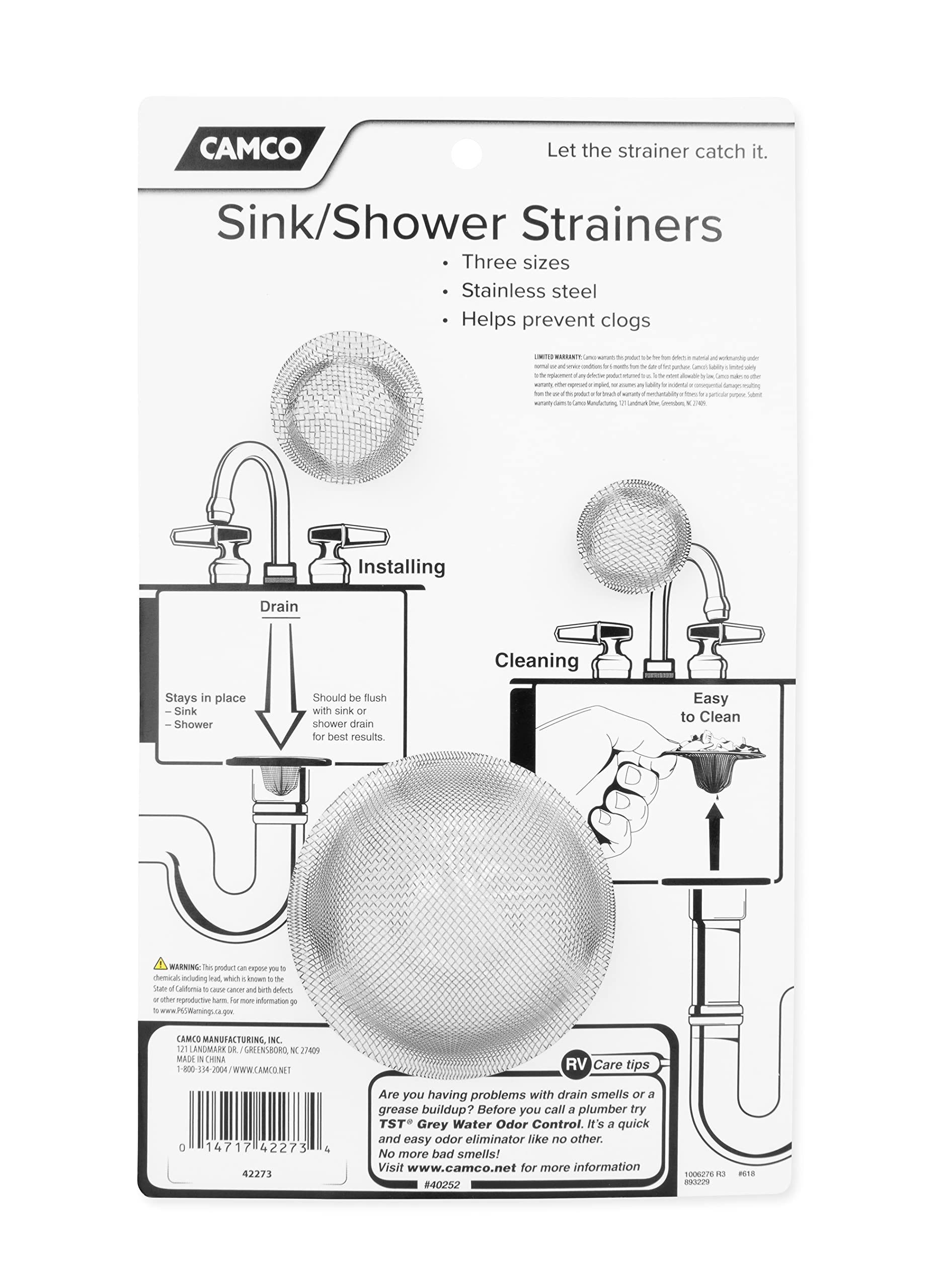 Foto 8 pulgar | Coladores De Desagüe Camco Para Lavabo Y Ducha, Paquete De 3 Unidades, Acero Inoxidable - Venta Internacional.