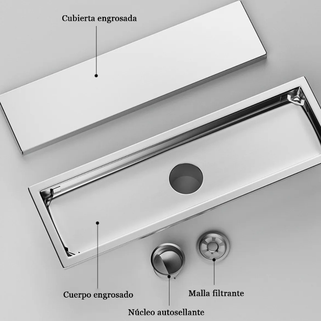 Foto 3 | Xtellar Coladera Invisible De Lujo En Acero Inoxidable – Diseño Sofisticado Y Función Antideslizante