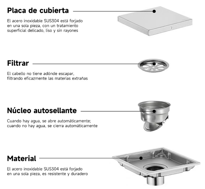 Foto 4 pulgar | Coladera Xtellar Premium Antiolor De Acero Inoxidable Para Baños Elegantes Y Funcionales