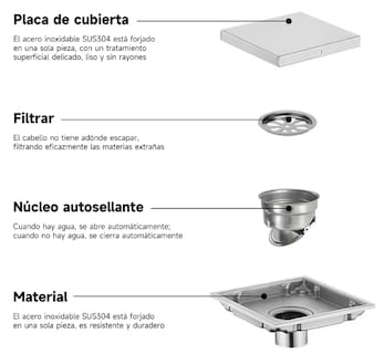 Foto 3 | Coladera Xtellar Premium Antiolor De Acero Inoxidable Para Baños Elegantes Y Funcionales