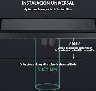 Foto 2 | Xtellar Coladera Ajustable De Acero Inoxidable 304 Desagüe Lineal Elegante 30x10cm En Negro.
