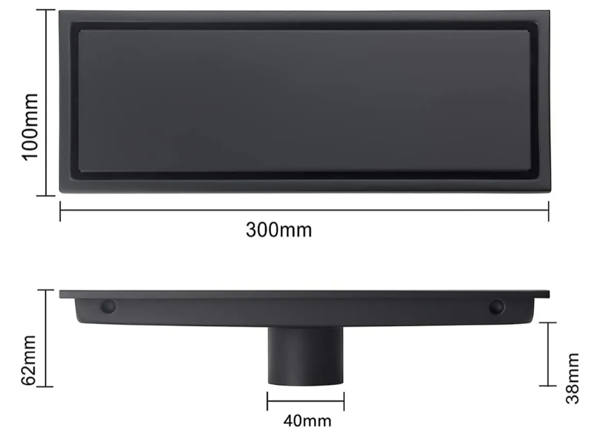 Foto 4 pulgar | Xtellar Coladera Ajustable De Acero Inoxidable 304  Desagüe Lineal Elegante 30x10cm En Negro.