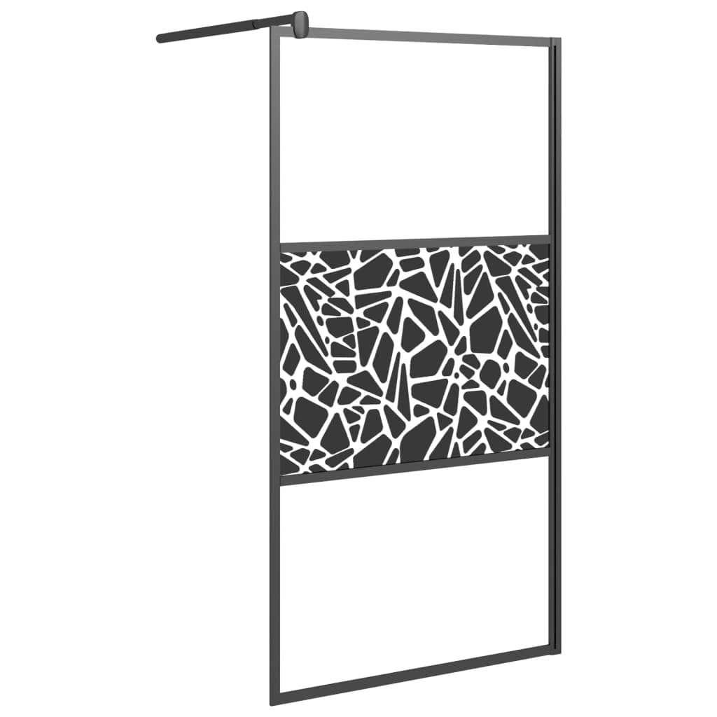 Pared De Ducha A Ras De Suelo Vidaxl Negra Con Cristal Esg Con Diseño De Piedra - Venta Internacional.