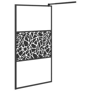Foto 4 | Pared De Ducha A Ras De Suelo Vidaxl Negra Con Cristal Esg Con Diseño De Piedra - Venta Internacional.