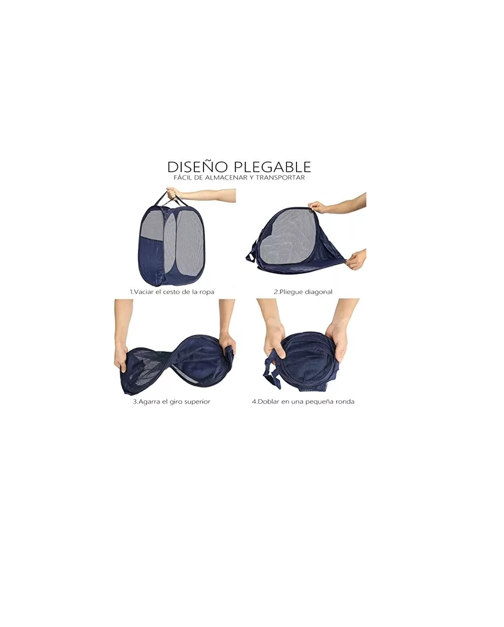 Foto 4 pulgar | Cesta Plegable para Ropa Sucia 2 Piezas Azules